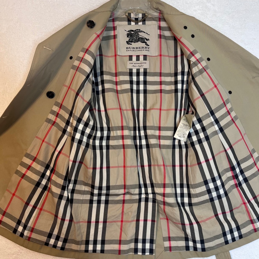 Burberry The Kensington Trench Coat Honey Beige Made in England Size 10 US - Picture 12 of 16